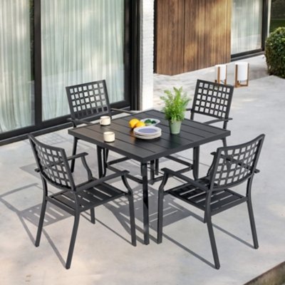 Nuu Garden Outdoor Dining Table with 4 Chairs, Black
