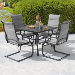 Nuu Garden Solstice Outdoor Dining Table and 4 Chairs, Gray