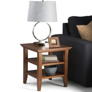 Simpli Home Acadian End Table, Light Golden Brown
