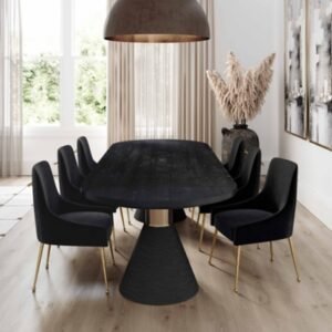 TOV Furniture Rishi Rope Oval Table, Black
