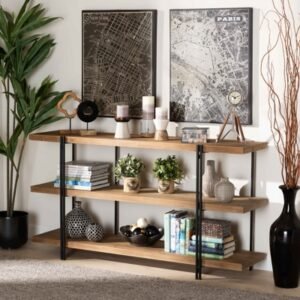 Tarah Metal Console Table, Brown/Black