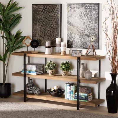 Tarah Metal Console Table, Brown/Black