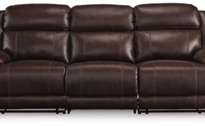 VonKurt Power Leather Reclining Modular Sofa Leather, Dark Brown