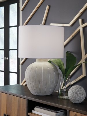 Calbert Table Lamp, Warm Gray