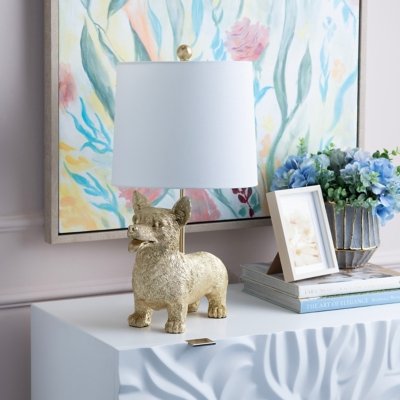 Evolution Corgi Dog Table Lamp, Gold
