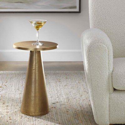 Exalted Living Pedestal Accent Table, Gold