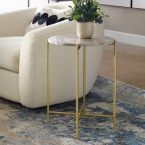 Exalted Living Round Accent Table, Gray