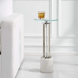 Exalted Living Round Accent Table, White