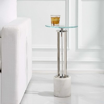 Exalted Living Round Accent Table, White