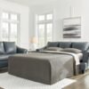 Genoa Queen Leather Sofa Sleeper Leather, Steel
