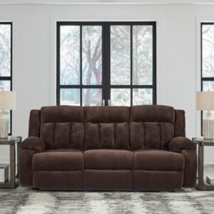 Greely Bend Power Reclining Sofa with Drop Down Table, Chocolate
