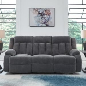 Greely Bend Power Reclining Sofa with Drop Down Table, Steel