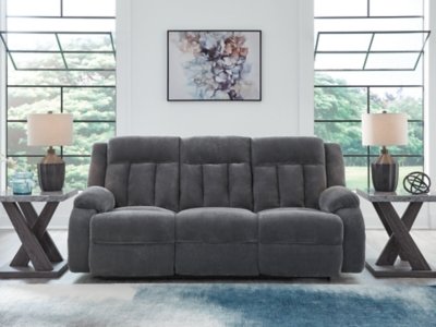 Greely Bend Power Reclining Sofa with Drop Down Table, Steel