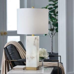 Linderfield Table Lamp, White/Gold Finish