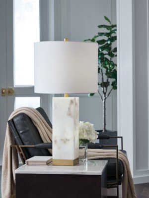 Linderfield Table Lamp, White/Gold Finish