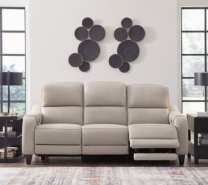 Mercomatic Dual Power Reclining Sofa Leather, Gray