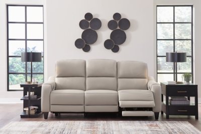 Mercomatic Dual Power Reclining Sofa Leather, Gray