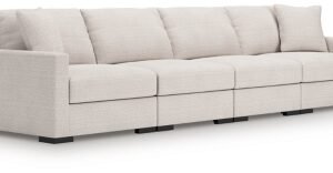 Omaha by Ashley 4-Piece Modular Next-Gen Nuvella™ Performance Fabric Sectional Sofa, Stone