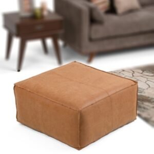Simpli Home Brody Coffee Table Pouf, Distressed Brown