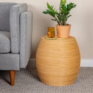 Storied Home Barrel Accent Table, Natural
