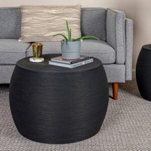 Storied Home Barrel Coffee Table, Black