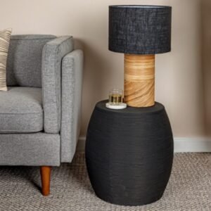 Storied Home Barrel Side Table, Black