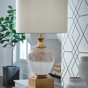 Tavisburg Table Lamp, Brown/White/Gold