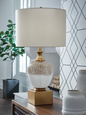 Tavisburg Table Lamp, Brown/White/Gold