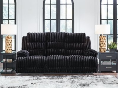 Technique Power Reclining Sofa with Drop Down Table, Onyx