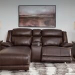 VonKurt 3-Piece Power Leather Reclining Modular Sofa with Chaise Leather, Dark Brown