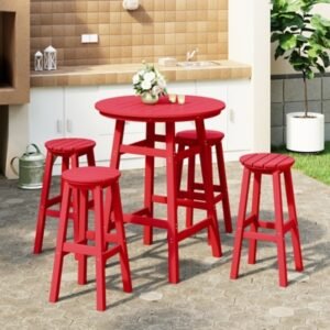 Westin Furniture Otto Outdoor Bar Height Bar Table and 4 Bar Stools, Red