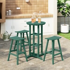 Westin Furniture Otto Outdoor Bar Table and 3 Bar Stools, Dark Green