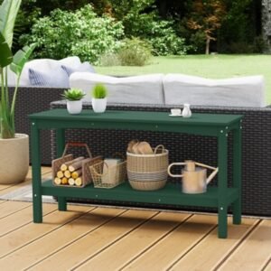 Westin Furniture Otto Outdoor Two Shelf Console Table, Dark Green