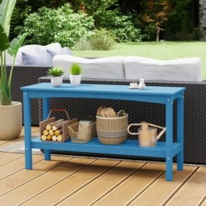 Westin Furniture Otto Outdoor Two Shelf Console Table, Pacific Blue