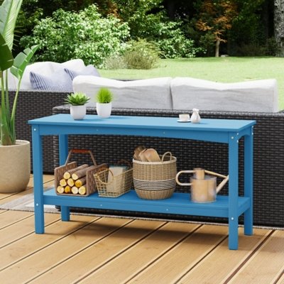 Westin Furniture Otto Outdoor Two Shelf Console Table, Pacific Blue