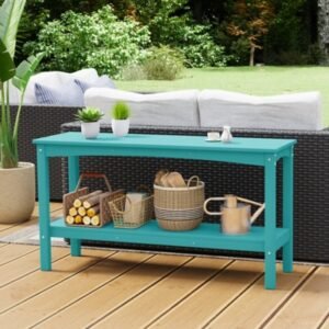Westin Furniture Otto Outdoor Two Shelf Console Table, Turquoise