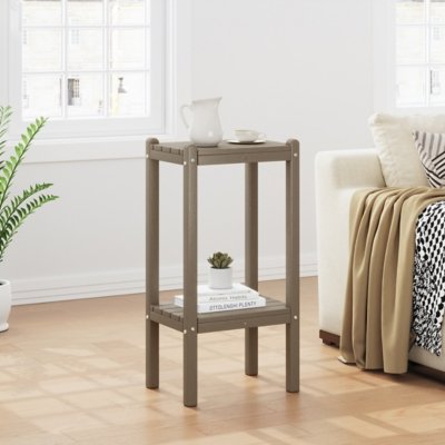 Westin Furniture Otto Outdoor Two Shelf Side Table, Weathered Wood