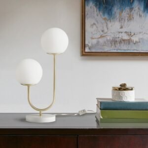 510 Design Zusa 2-Light Table Lamp, Gold/White