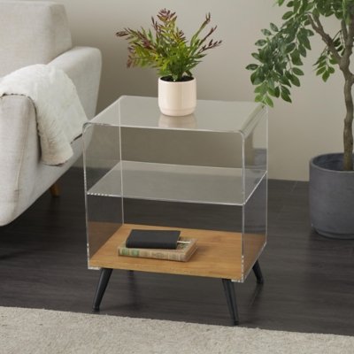 Bayberry Lane Shelf Accent Table with Base, Clear