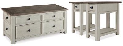 Bolanburg Coffee Table with 2 End Tables, Two-tone