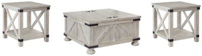 Carynhurst Coffee Table with 2 End Tables, Whitewash