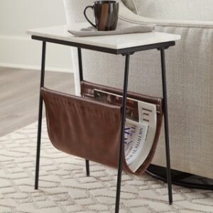 Etanbury Accent Table with Magazine Holder, Brown/Black/White