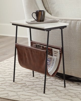 Etanbury Accent Table with Magazine Holder, Brown/Black/White