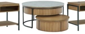 Fridley Coffee Table with 2 End Tables, Gray/Brown/Black