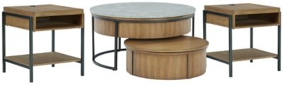 Fridley Coffee Table with 2 End Tables, Gray/Brown/Black