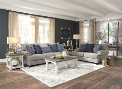 Havalance Coffee Table with 2 End Tables, Gray/White