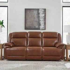 Healy Pier Dual Power Leather Reclining Sofa Leather, Chocolate