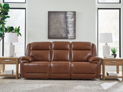 Healy Pier Dual Power Leather Reclining Sofa Leather, Chocolate