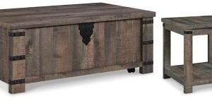 Hollum Coffee Table with 1 End Table, Rustic Brown