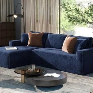 Jennifer Taylor Home Brenley 2-Piece Sectional Sofa, Twilight Navy Blue